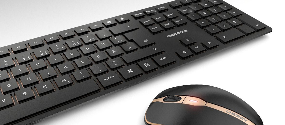 Maus und Tastatur mit 2,4 GHz Funk USB Empfänger und wiederaufladbaren Lithium Akkus CHERRY DW9000Slim Keyboard DE Layout QWERTZ