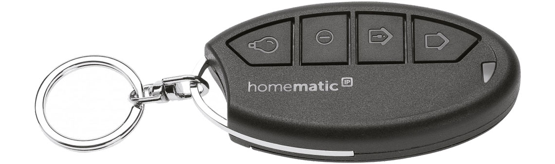 Die Schlüsselbundfernbedienung als Teil des Homematic IP Smart Home Systems Alarm 142562A0