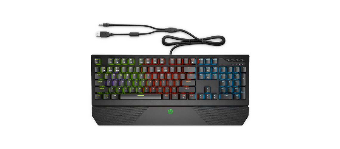 Die Tastatur mit bunter 4 Zonen LED Hintergrundbeleuchtung HP Pavilion Gaming Keyboard 800 DE Layout QWERTZ