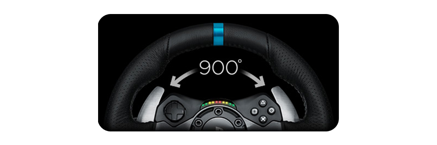 Der Lenkbereich von 900 Grad zwischen den Anschlägen des Lenkrades LOGITECH G29 Driving Force Steering Wheel PS4 PS3 PC