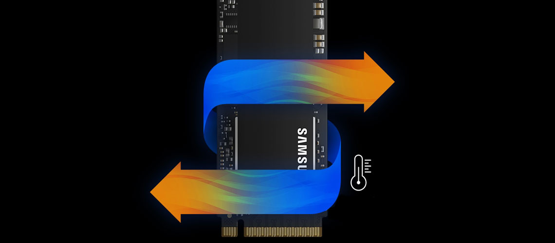 Die Festplatte mit der Dynamic Thermal Guard Funktion SAMSUNG SSD EVO Plus 970 1TB M.2 PCIe NVMe